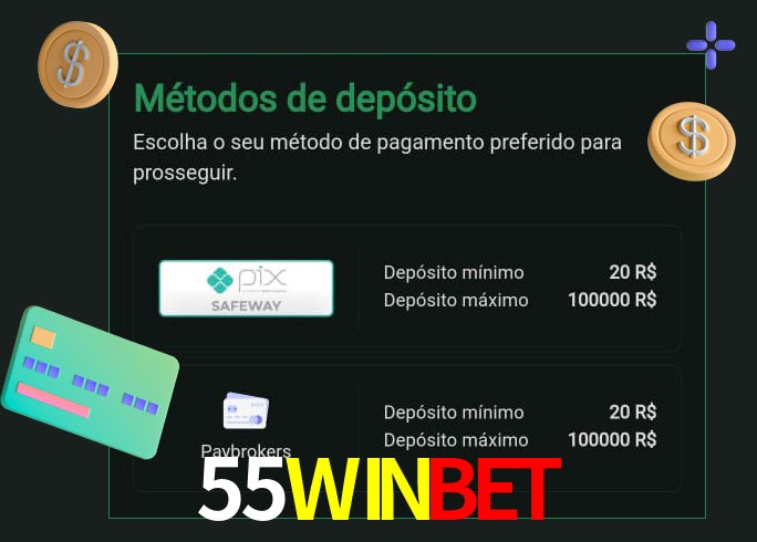 O cassino 55WINBET oferece uma grande variedade de métodos de pagamento
